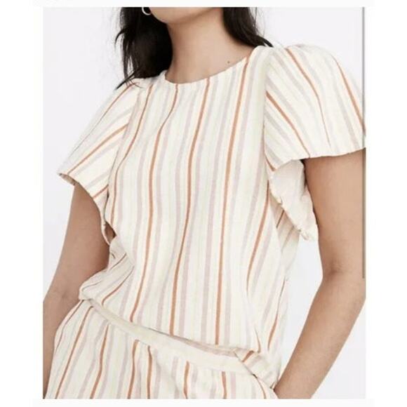 Madewell Tops - Madewell Flutter Sleeve Striped Top Size Small Style MD081